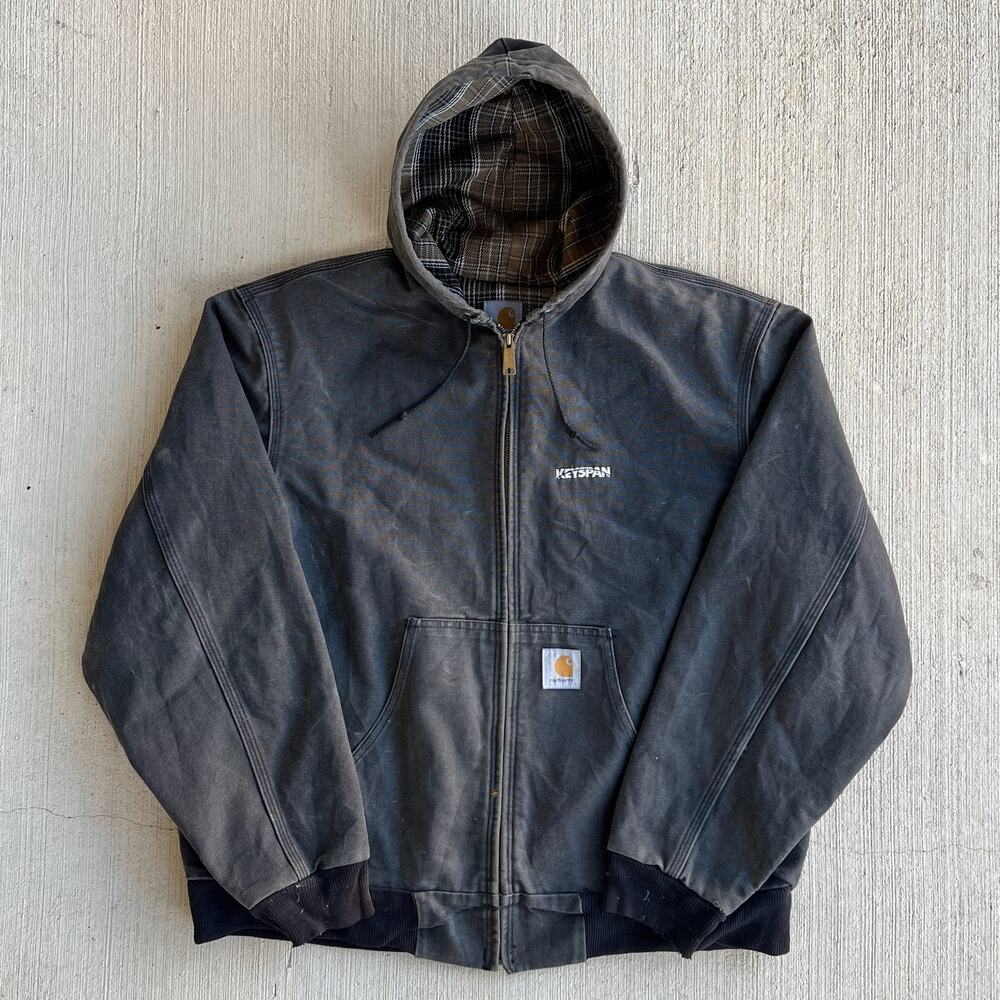 Carhartt J05 BLK black flannel lined hooded work wear jacket